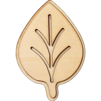 Surfaces en bois Plaid, forme 3D superposée non peinte, feuille, 8,2 x 13 cm