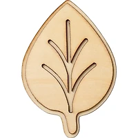 Plaid Wood Surfaces, 3D Unpainted Layered Shape, Leaf, 3.25 x 5.12 Inch