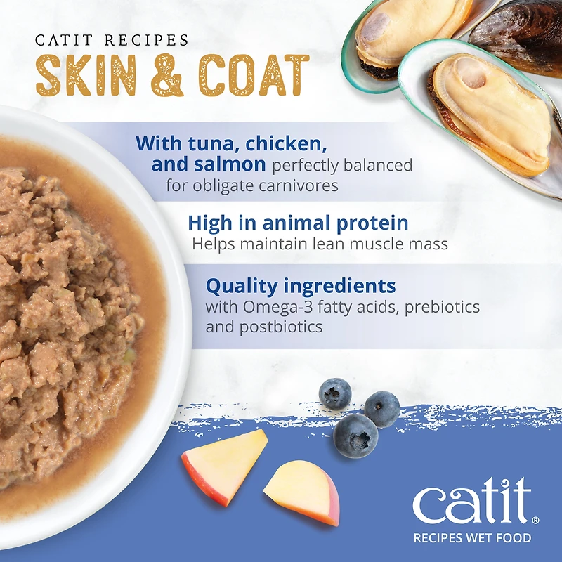 Catit Recettes Entree de poulet et de fruits de mer pour peau et pelage 85 G
