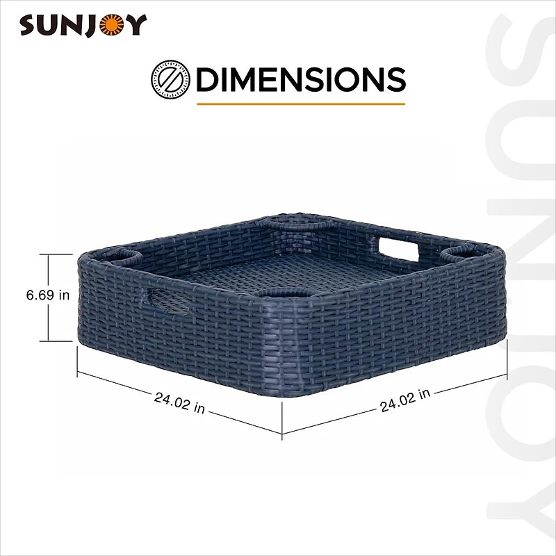 Sunjoy Auvent flottant pour piscine avec plateau flottant en osier supplémentaire de 24 x 24 pouces, bleu marine