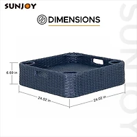 Sunjoy Auvent flottant pour piscine avec plateau flottant en osier supplémentaire de 24 x 24 pouces, bleu marine