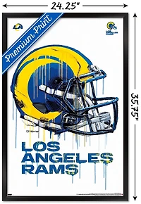 NFL Los Angeles Rams - Drip Helmet 20 Wall Poster, 14.725" x 22.375" Framed