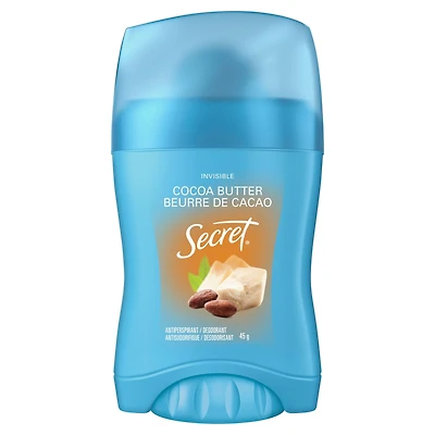 Antisudorifique et désodorisant invisible en bâton Secret Fraîcheur, Beurre de cacao