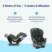 Siège d’auto convertible 2-en-1 Graco Extend2Fit, 1,8 à 30 kg (4 à 65 lb), harnais orienté vers l’avant et vers l’arrière