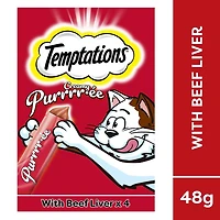 Temptations Creamy Puree Beef Liver Lickable Adult Cat Treats, 4x12g