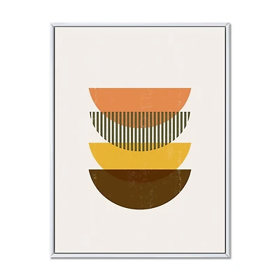 Designart Abstract Geometric Half Moons In Earth Tones FLOAT FRAME WALL ART