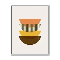 Designart Abstract Geometric Half Moons In Earth Tones FLOAT FRAME WALL ART