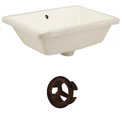 18,25 pouces Ensemble d'évier W Rectangle Undermount en biscuit - Quincaillerie en bronze huilé AI-20444
