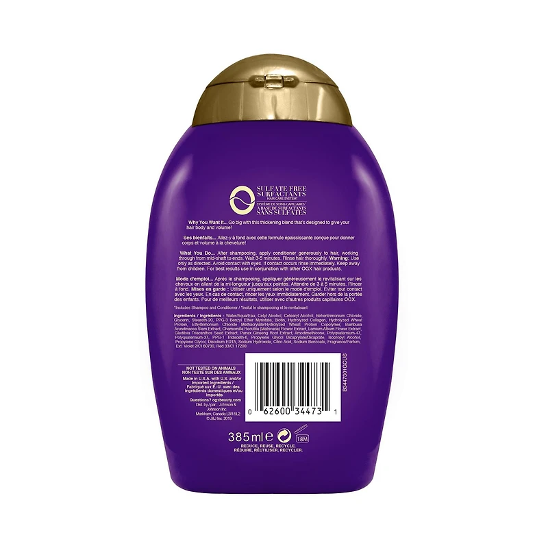 OGX Biotin & Collagen Extra Strength Volumizing Conditioner, 385 ml