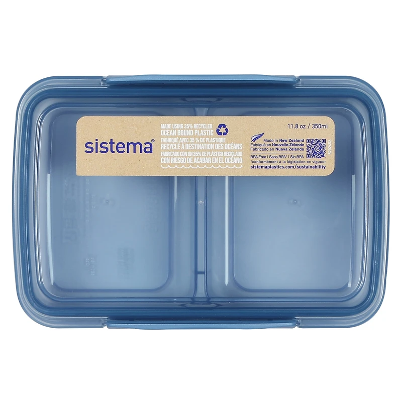 Petite contenant pour aliments Sistema, contient du plastique recyclé provenant de l'océan, 350 mL, sans BPA, bleu sarcelle ou bleu (non sélectionnable)