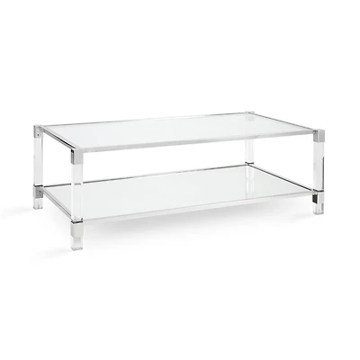 Home Gear Rectangular Silver Coffee Table with Acrylic Legs