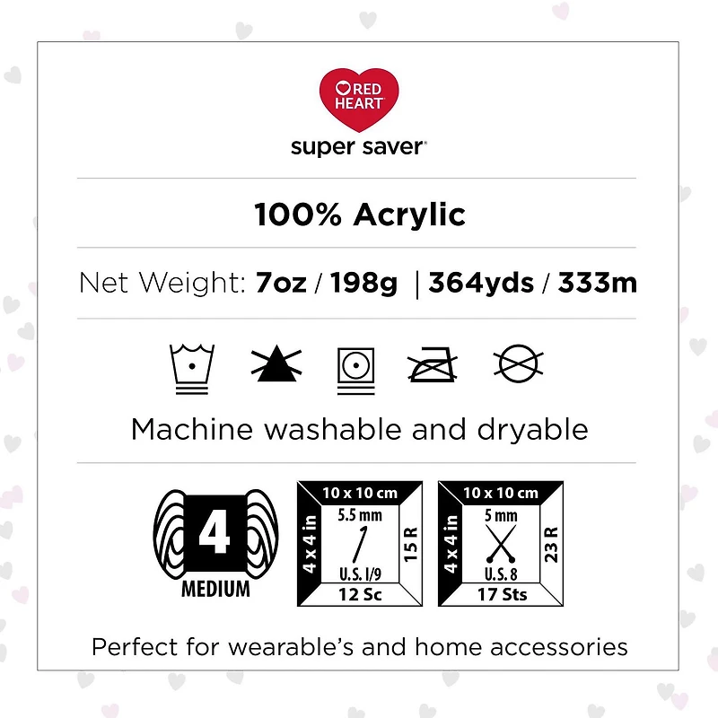 Red Heart® Super Saver® O'Go™ Yarn, Acrylic #4 Medium, 7oz/198g, 364 Yards