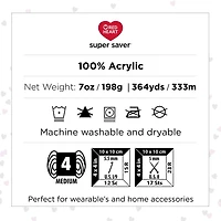 Red Heart® Super Saver® O'Go™ Yarn, Acrylic #4 Medium, 7oz/198g, 364 Yards