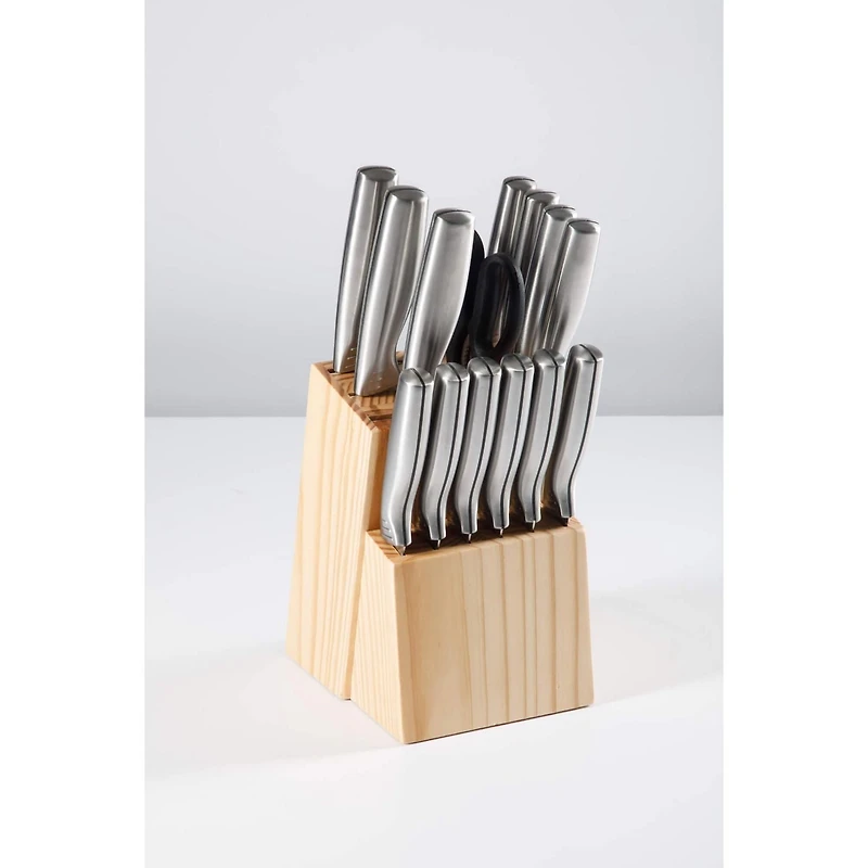Oster Eckert Ménagère 15 pièces avec bloc en pin