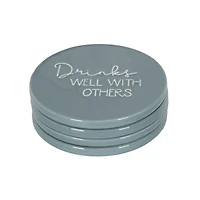 Ensemble de quatre dessous de verre en porcelaine Linden avec fini bleu dictons divers