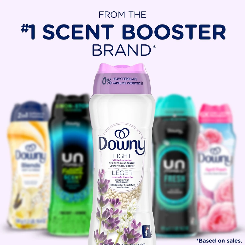 Perles de rehausseur de parfum pour lessive Downy Light pour laveuse, Lavande blanche, sans parfums prononcés