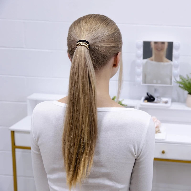 Paquet de 2 élastiques à motif de chaîne dorée Scünci