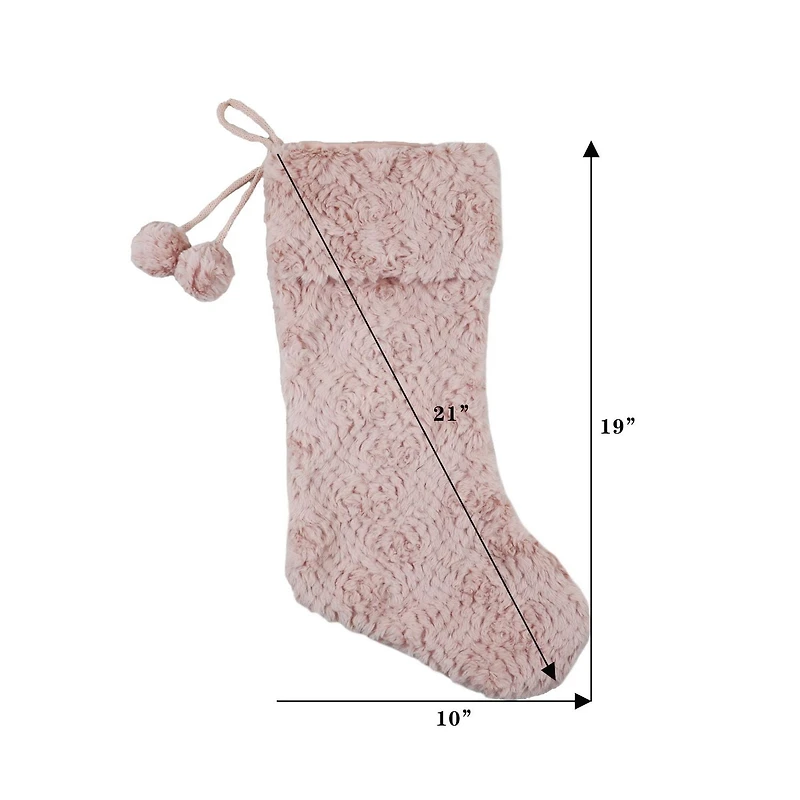 Holiday Time 21 inches Pink Faux Fur Stocking