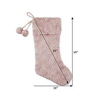 Holiday Time 21 inches Pink Faux Fur Stocking