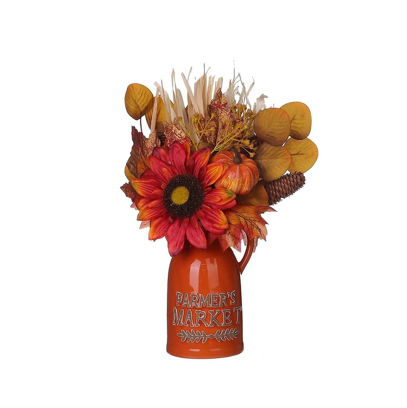 Pot orange avec fleur