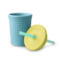 GoSili Straw Cup, 12oz. Sky/Banana