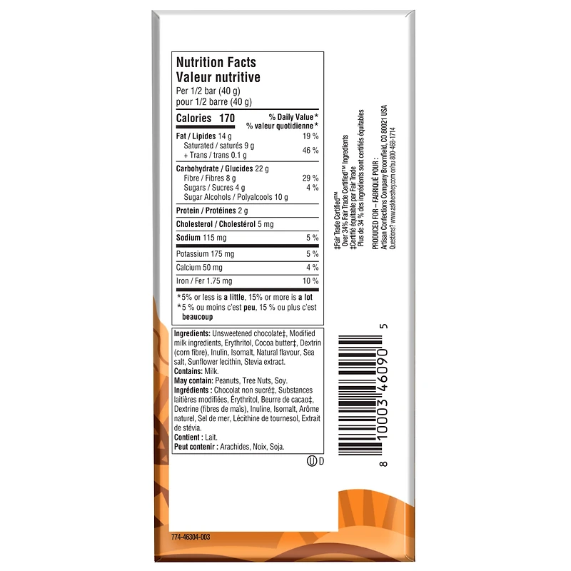 Lily's Salted Caramel Milk Chocolate Style Bar 80g, Lily's Salted Caramel Milk Chocolate Style Bar