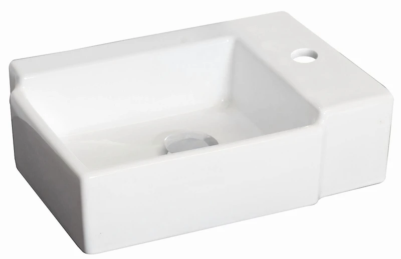 in. W Above Counter White Bathroom Vessel Sink Set For 1 Hole Right Faucet AI