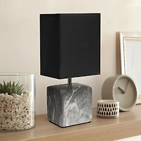 Simple Designs Petite lampe de table en céramique marbrée avec abat-jour en tissu