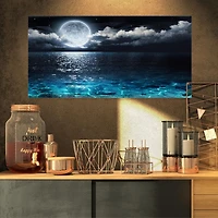 Designart Romantic Full Moon Over Sea Canvas Wall Art