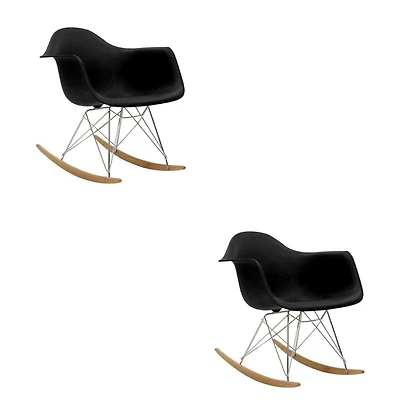 Fauteuil à bascule pour enfants en noir ENSEMBLE DE 2