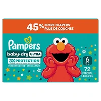 Pampers Baby Dry Ultra Diapers, Mega XL Diapers, Size 6 (23-44 lbs), 72 CT, Absorbent Disposable Diapers