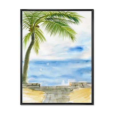 Designart Palm Beach Resort At Dawn II FLOAT FRAME WALL ART
