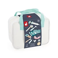 Janod - Mallette de Dentiste - Jeu de Rôle Professionnel - 9 Accessoires en Bois et en Carton Inclus - Stimule l'Imagination - Peintures à Base d'Eau - À Partir de 3 Ans