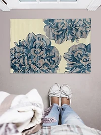 Tapis d'appoint en Laine Aspire Fleurs ivoire et marine de 2 pi x 3 pi