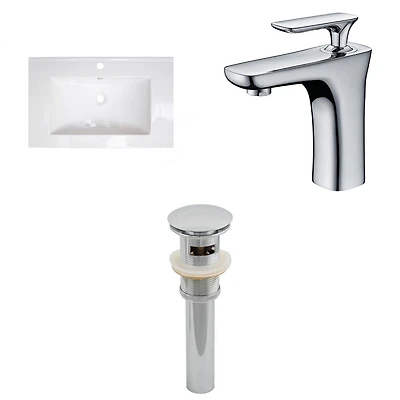 American Imaginations 48-in. W 3H8-in. Ceramic Top Set In White Color AI-16694