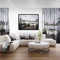 Design Art Skyline with Brooklyn Manhattan Bridges Framed Canvas Art Print