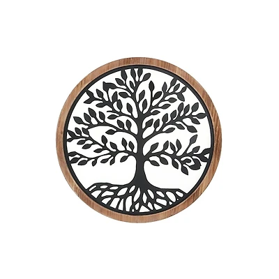 IH Casa Decor Bois Encadré En Métal Arbre De Vie Art Mural