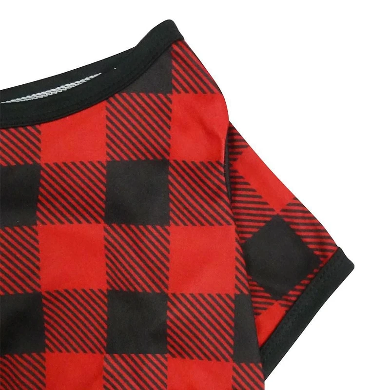 Way to Celebrate Dog Clothes: Knit Jersey Pajama for Dogs, Red & Black Plaid with Reindeer Embellishment, Size XS-XL