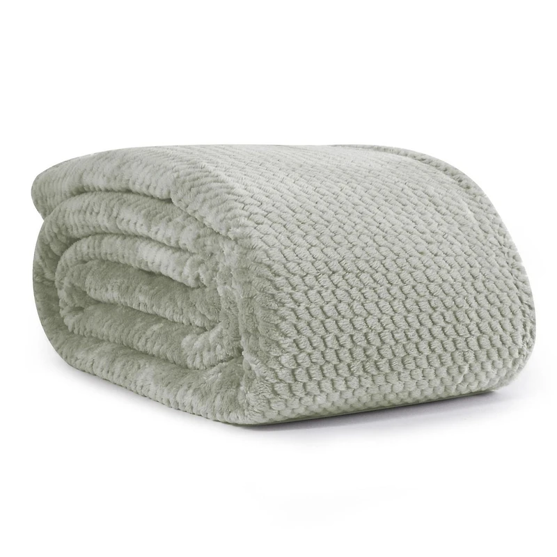 Couverture jacquard au toucher velours, vert 66po x 96po