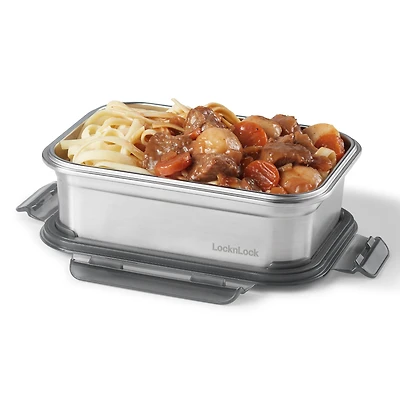 Starfrit LocknLock STEEL - Stainless Steel Container - 40oz/1.2L - Airtight & Leakproof - 4-Sided Locking Lid, Stainless Steel