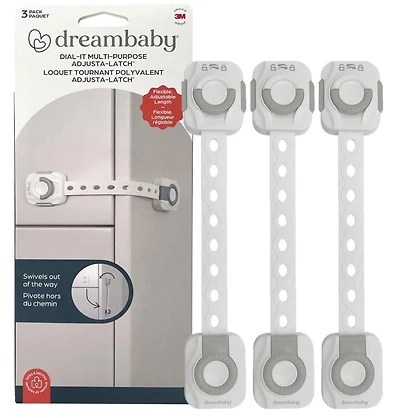 Loquet à sangle Dreambaby® Dial-It Adapta™ - paquet de 3 Sangles de sécurité super résistantes !