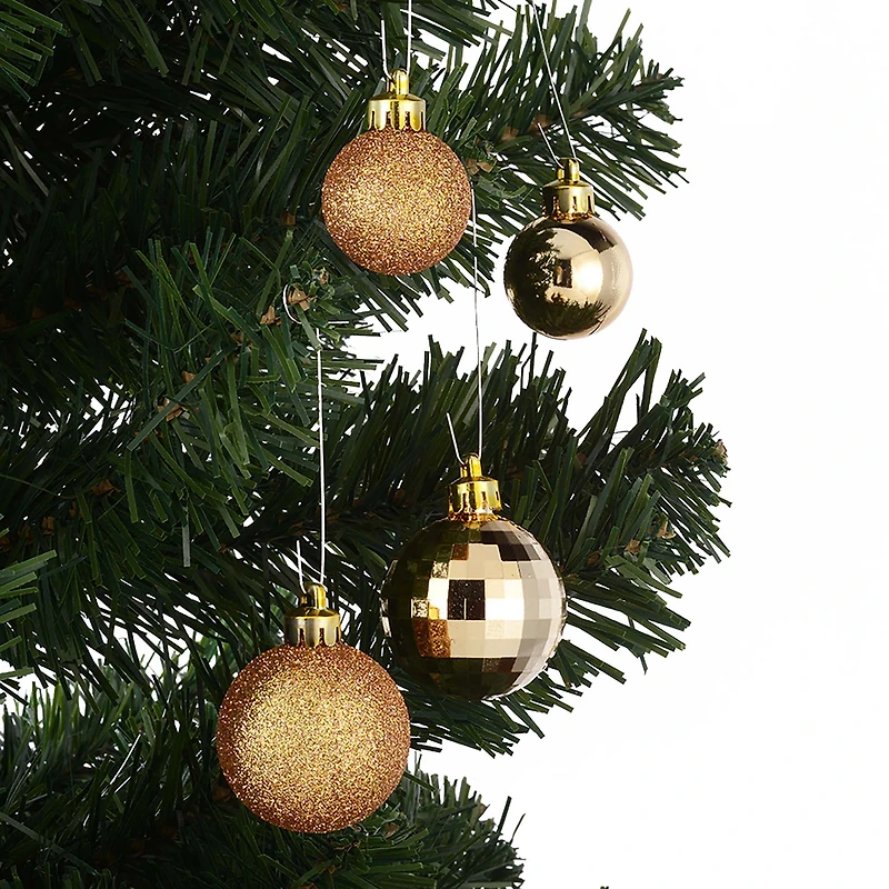 Holiday Time Shatterproof Christmas Mini Ornaments, Gold, 20 Count