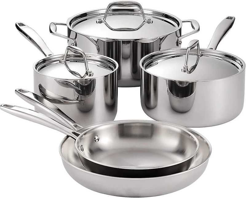 Tramontina Signature Tri-Ply Base Stainless Steel 8-Piece Cookware Set with Lids, Dutch Oven, Pots & Pans Kitchen Set, Induction-Ready, Oven-Safe, Dishwasher-Safe