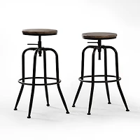 Homy Casa 2 Packs Adjustable Swivel Barstools, Footrest, Moisture-Resistant MDF, Walnut Finish