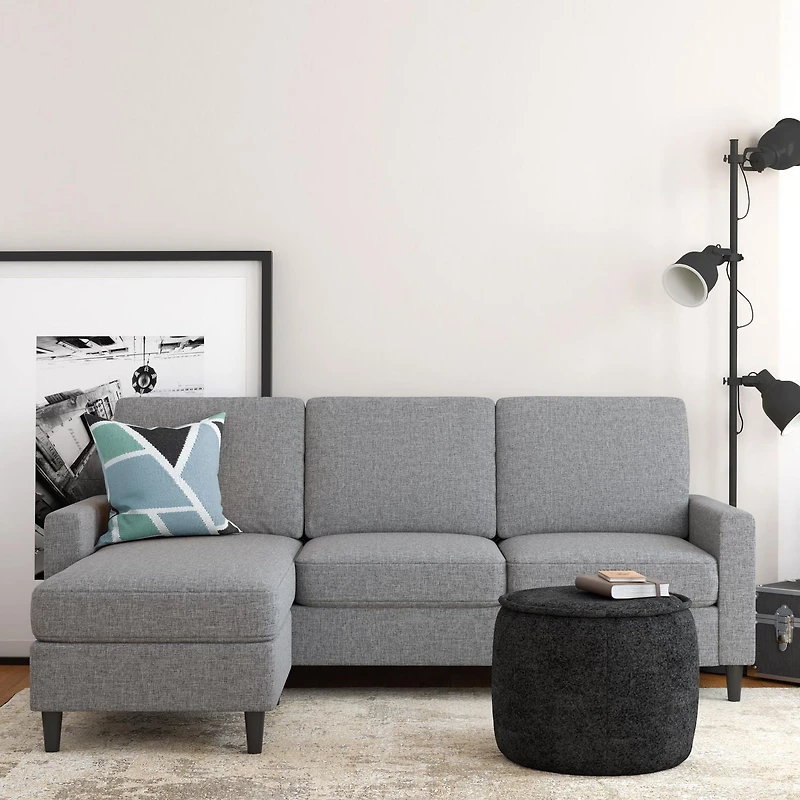 Dorel Living Kaci réversible contemporain rembourré en coupe, gris