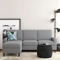 Dorel Living Kaci Reversible Contemporary Upholstered Sectional, Gray