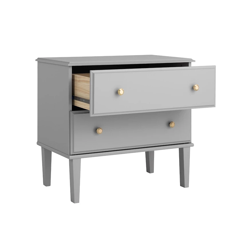 Prepac Lux Grey 2 Drawer 16"D x 27.75"W x 25"H Nightstand