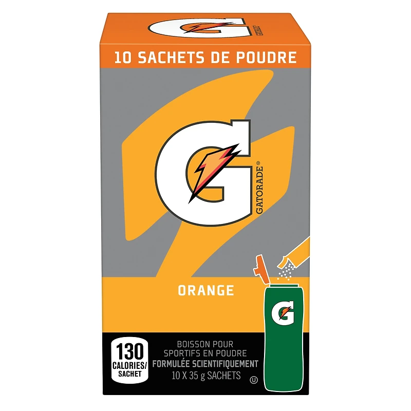 Gatorade Poudre Boisson Sportive Orange 10 x 35 g, Sachets 10 x 35 g