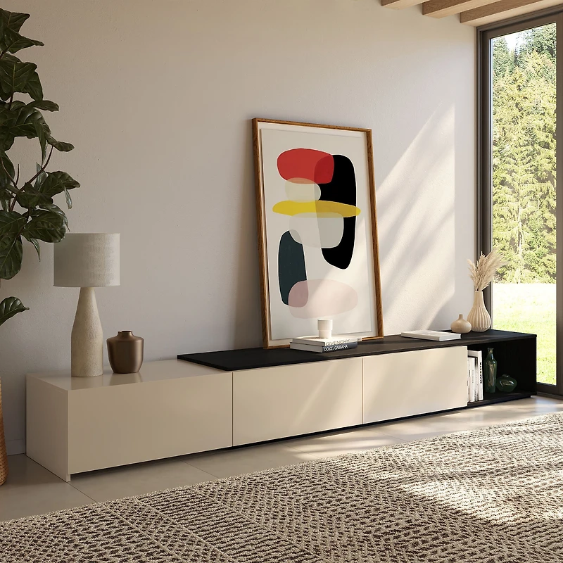 Meuble TV extensible (66 à 108 po) Nexera Arlo, Noir