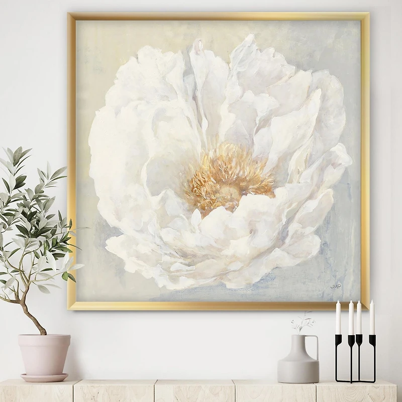 Designart Pivoine blanche sereine Art mural encadr